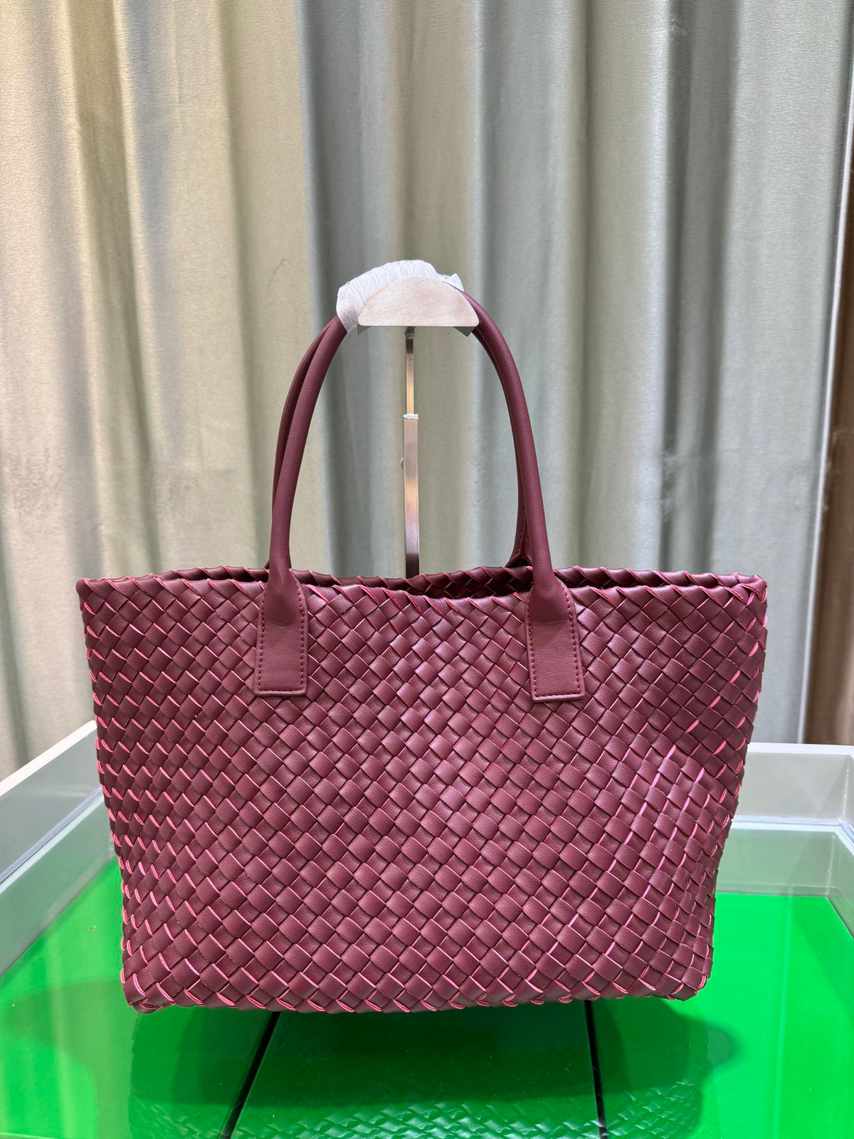 Woven Cowhide Leather Tote Bag