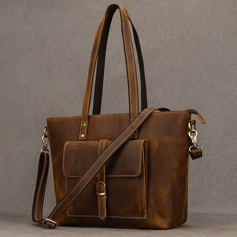 Vintage Crazy Horse Leather Tote