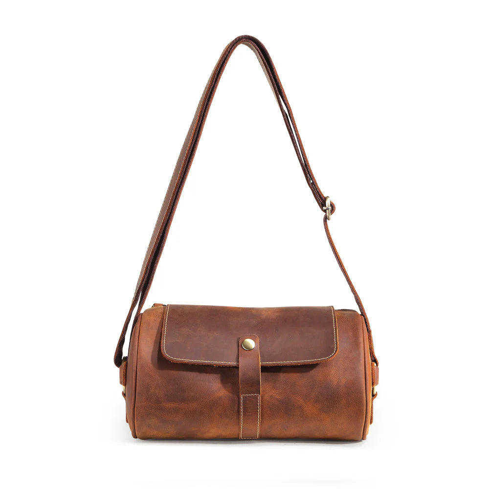 Vintage Cylinder Leather Shoulder Bag