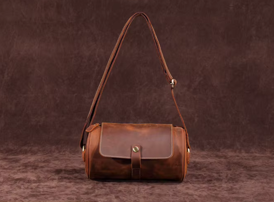 Vintage Cylinder Leather Shoulder Bag