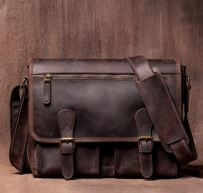 Vintage Cowhide Leather Messenger Bag