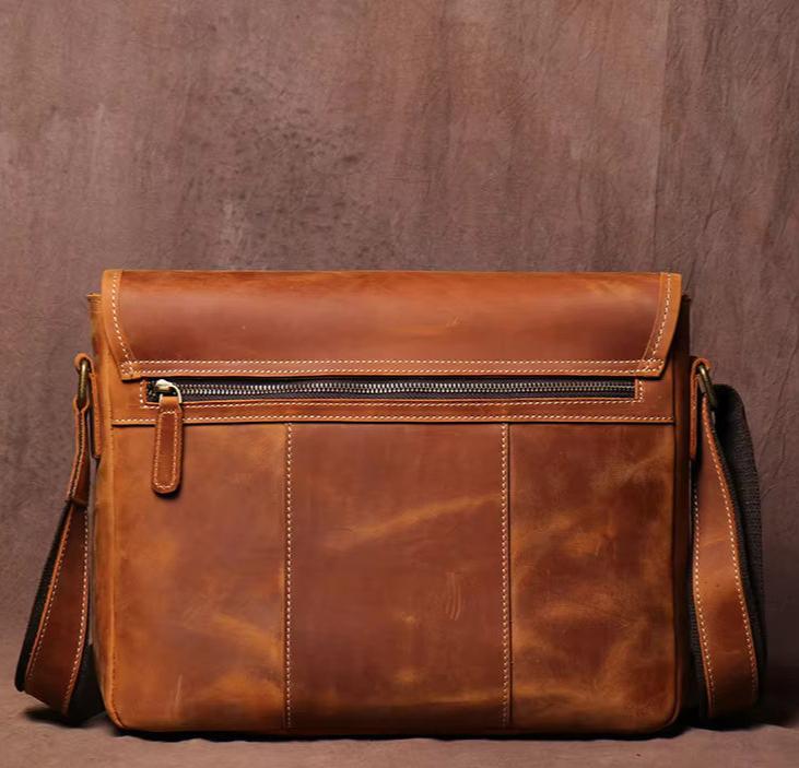 Vintage Cowhide Leather Messenger Bag