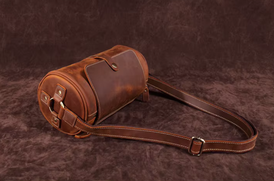 Vintage Cylinder Leather Shoulder Bag