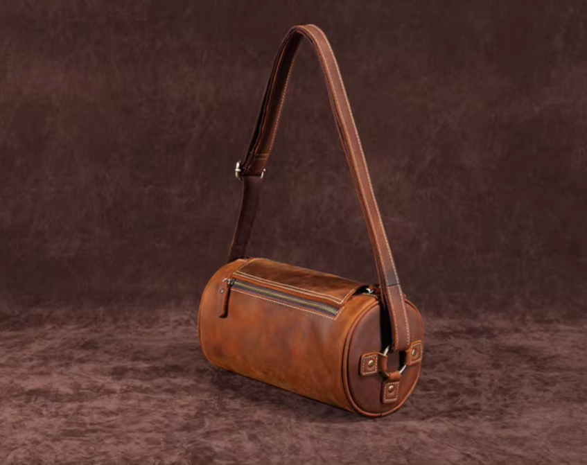 Vintage Cylinder Leather Shoulder Bag