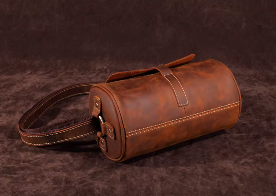 Vintage Cylinder Leather Shoulder Bag