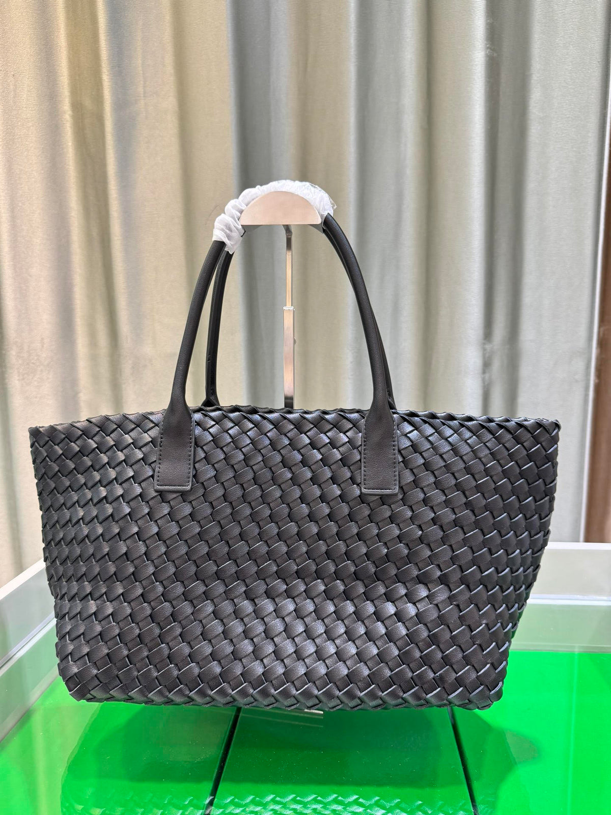 Woven Cowhide Leather Tote Bag