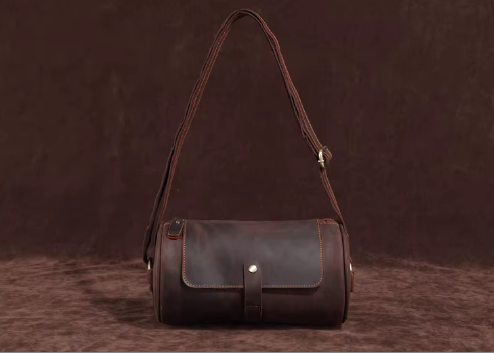 Vintage Cylinder Leather Shoulder Bag