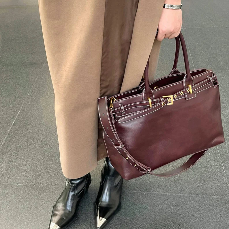 Leather Buckle Handbag